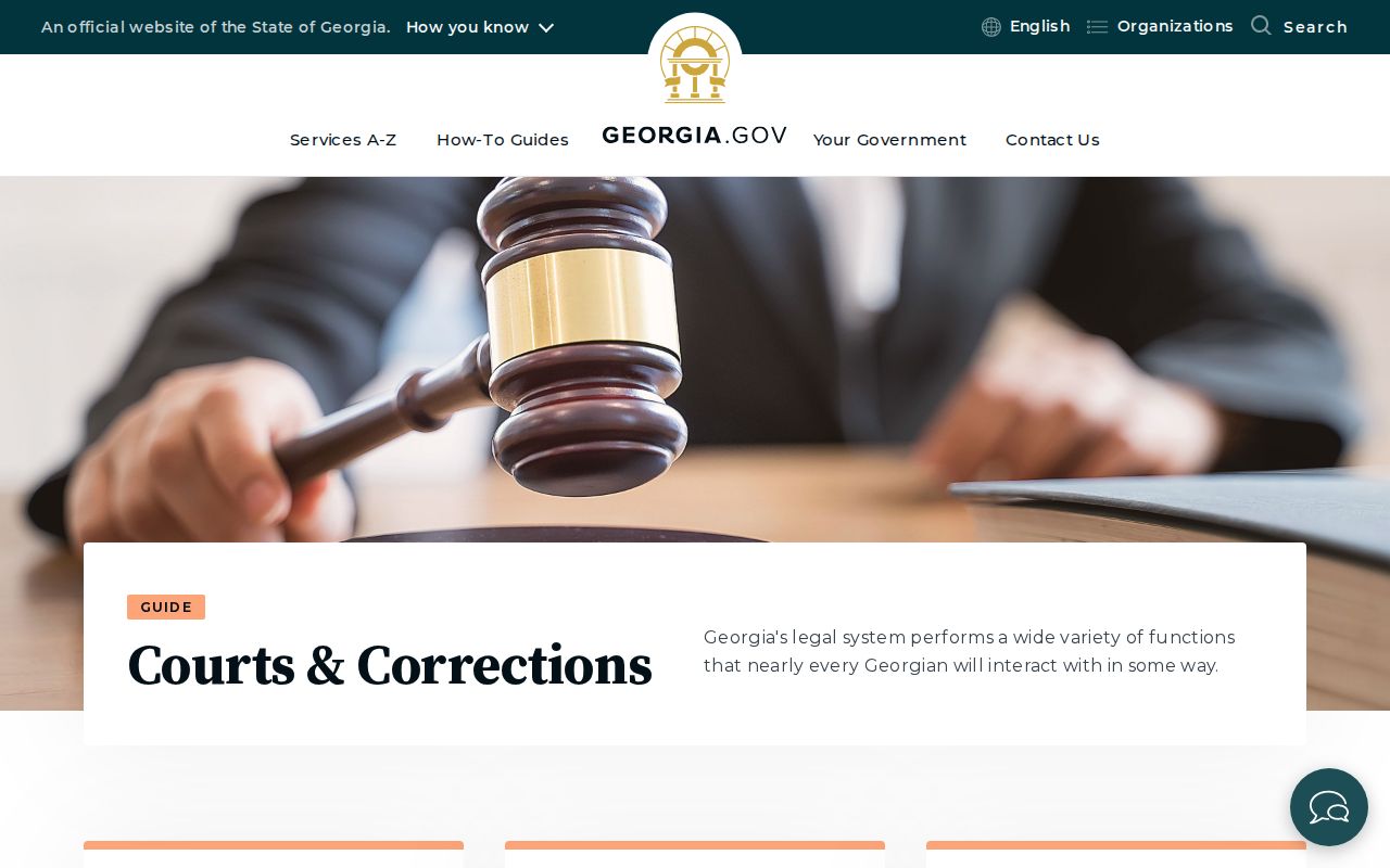 Georgia courts and corrections page routing warrant questions to county offices