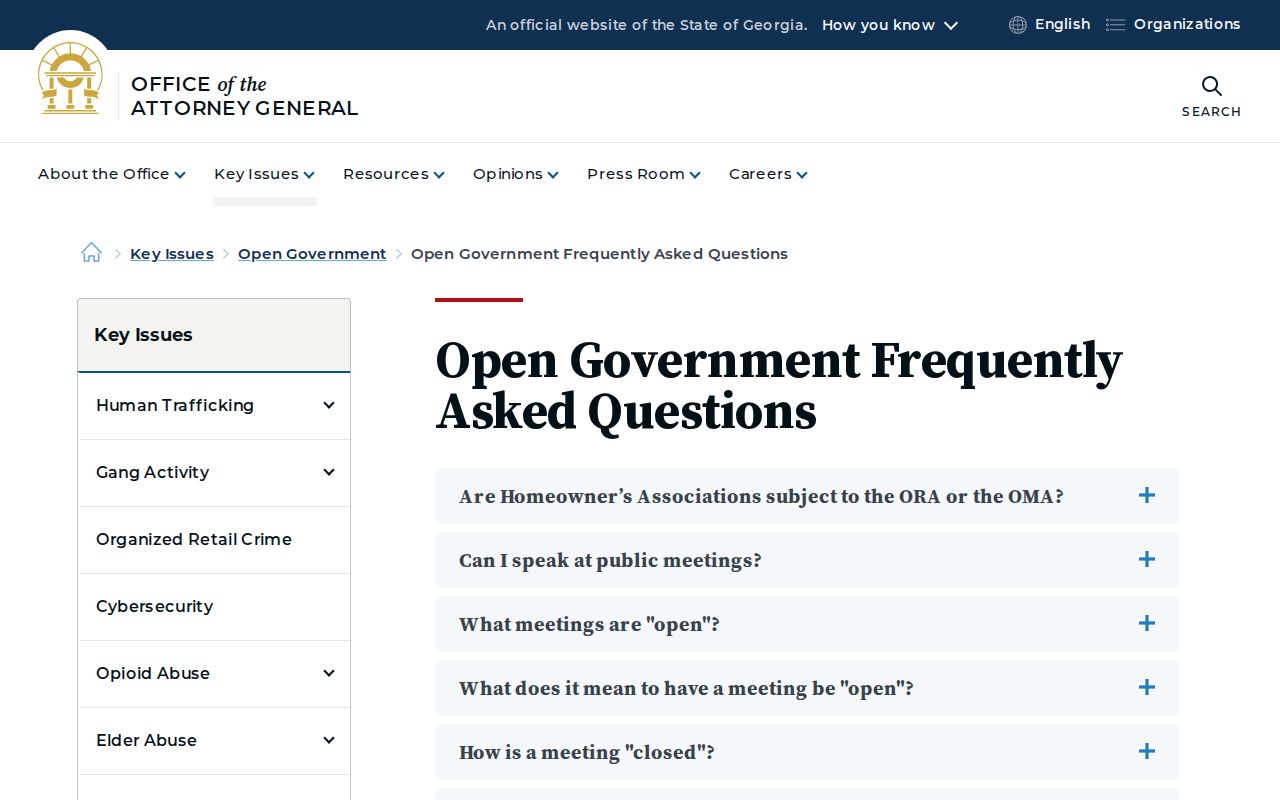 Georgia open-government guidance for Montgomery County warrant records requests