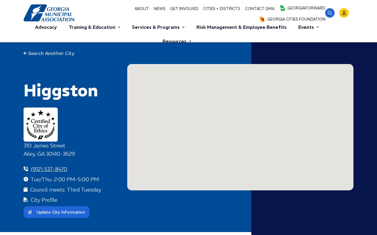 Georgia Municipal Association civic contact profile for Higgston