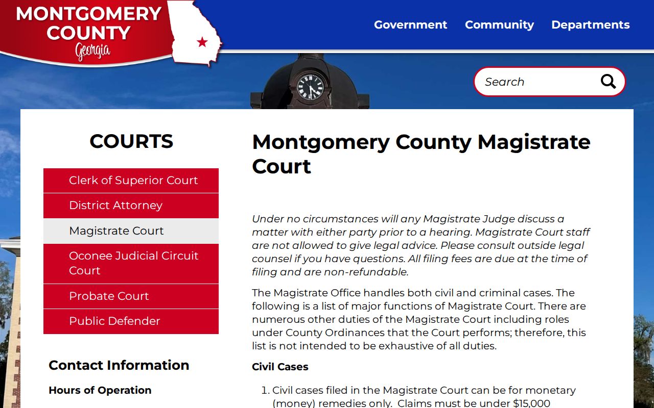Montgomery County Magistrate Court warrant functions and public information